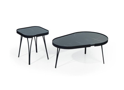 Designer gray coffee table set luxury 2x tables round side tables table